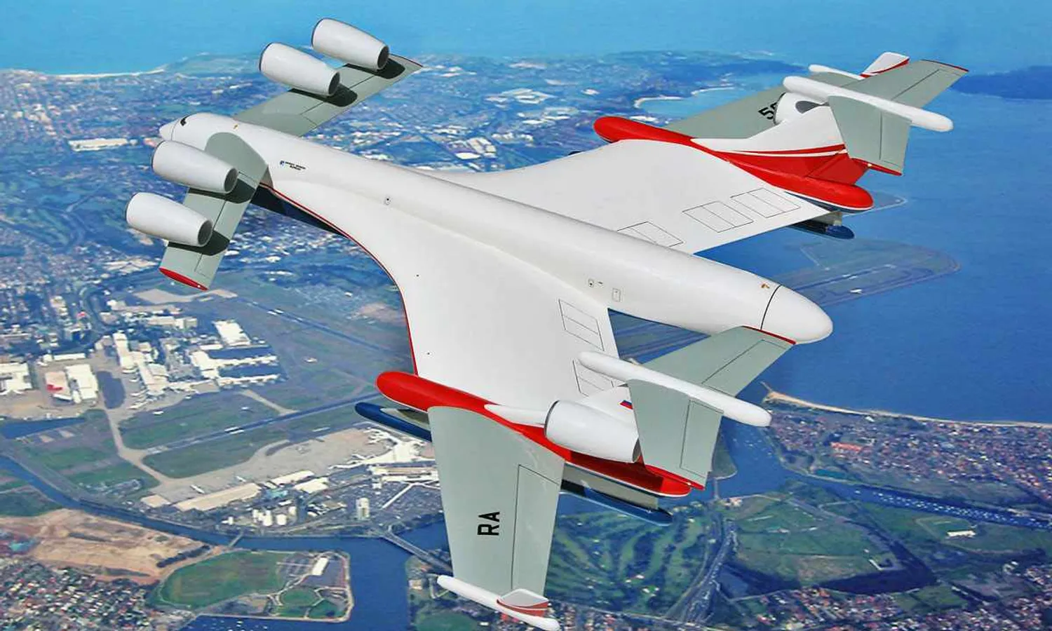 The mastodon Be-2500: seaplane proposal that would use ports instead of airports (Beriev)