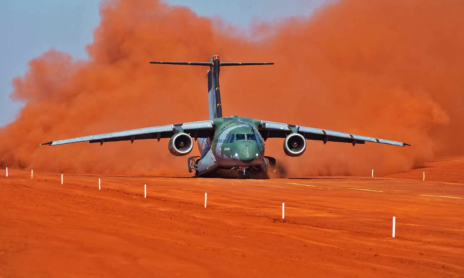 Embraer C-390 on an unpaved runway (Embraer)