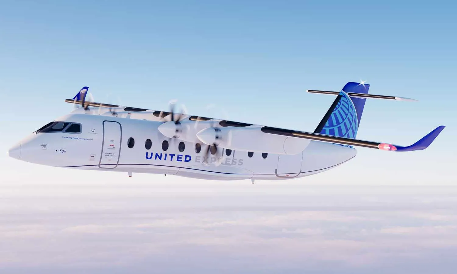 The ES-19 electric aircraft in United colors (Heart)