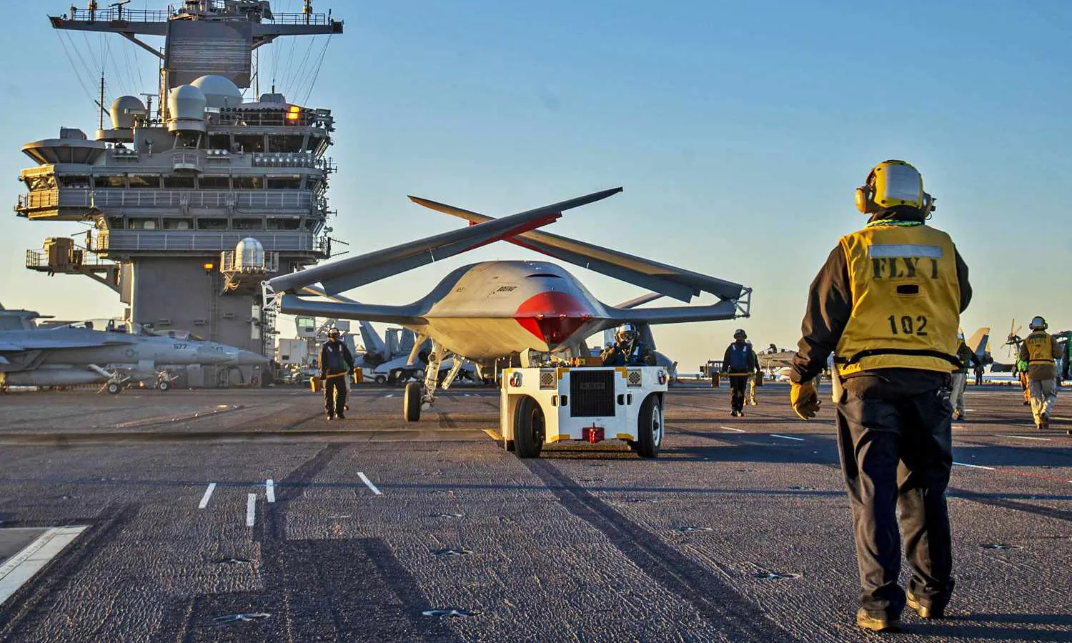 The MQ-25 aboard the USS George HW Bush (USN)