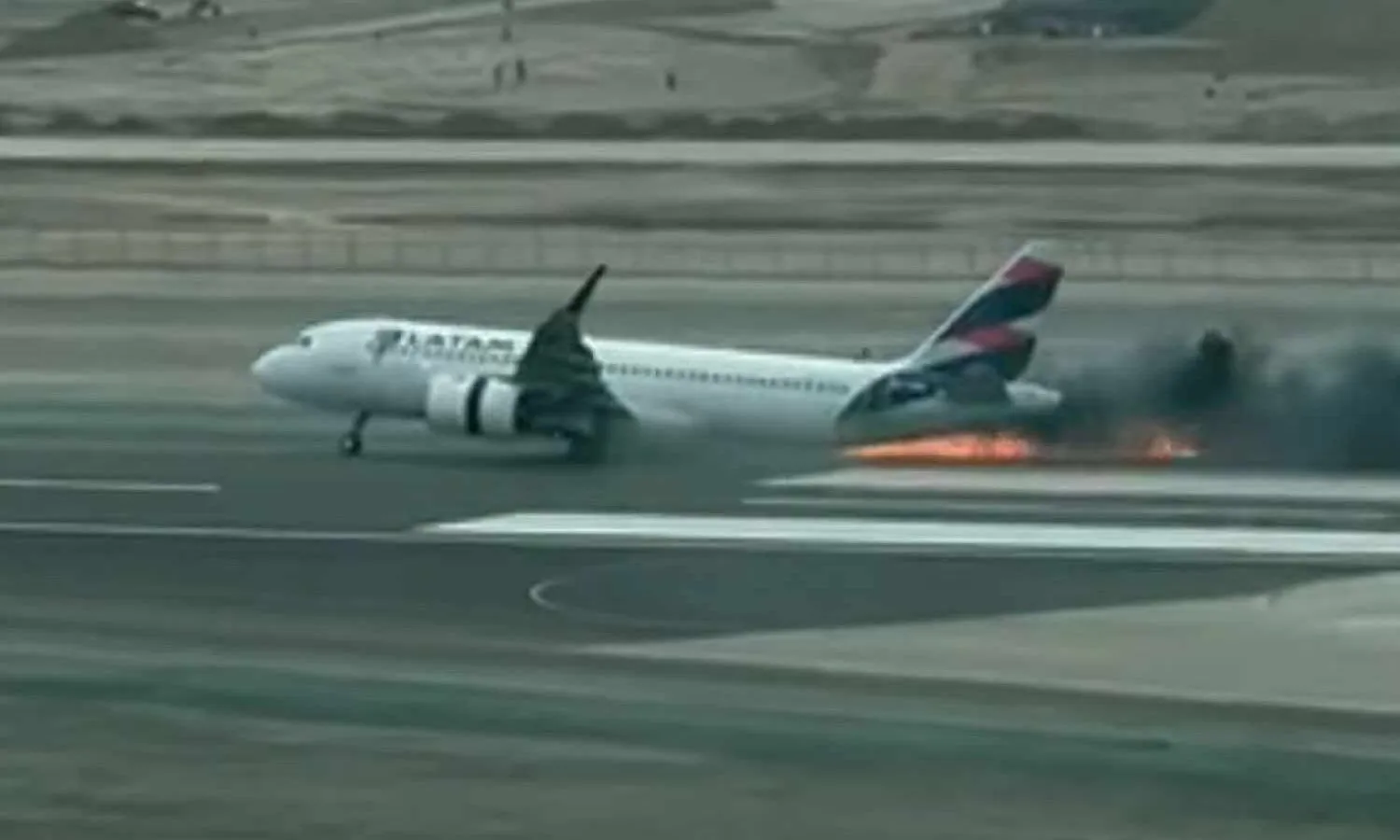 The A320neo after hit a fire truck in Peru