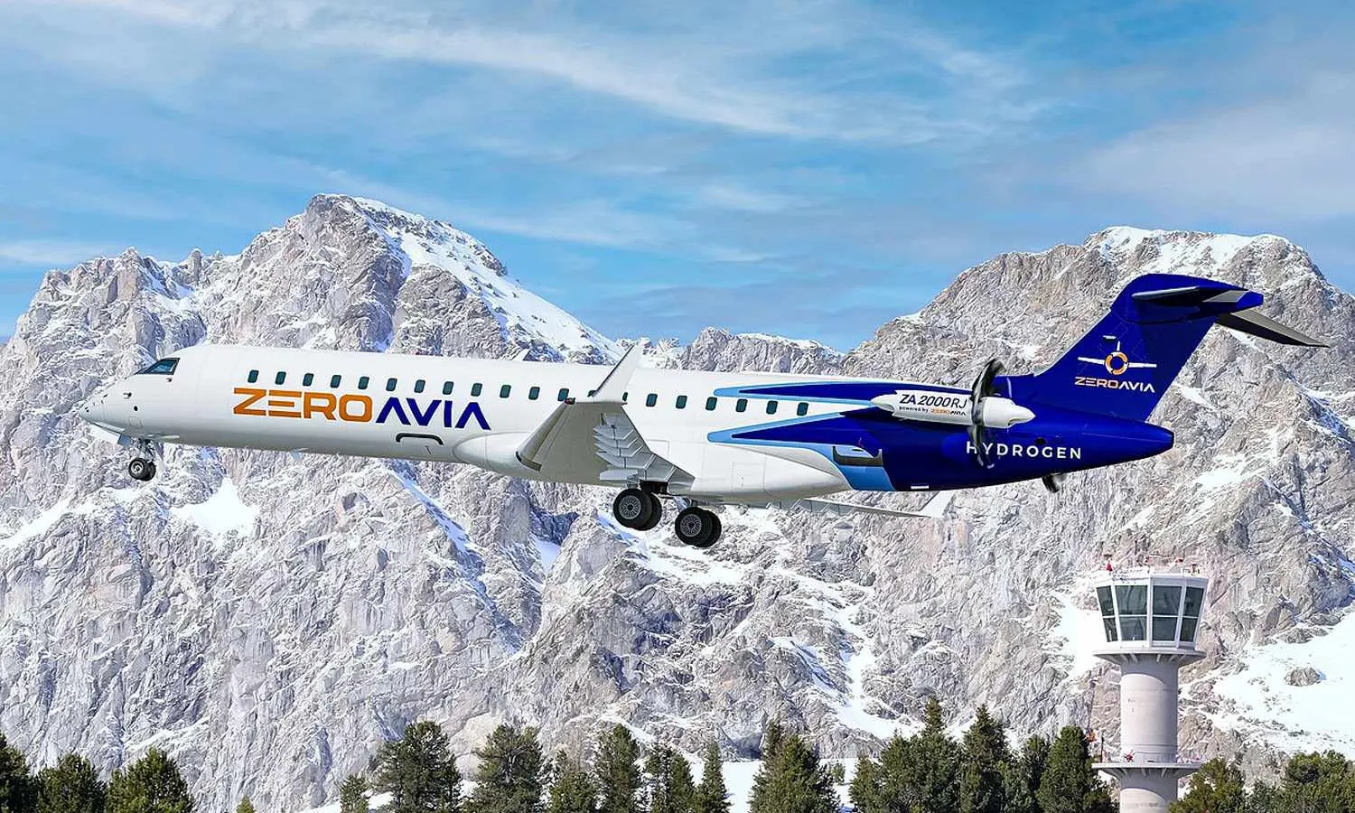 CRJ 700 converted with ZA2000RJ engines rendering (ZeroaVia)