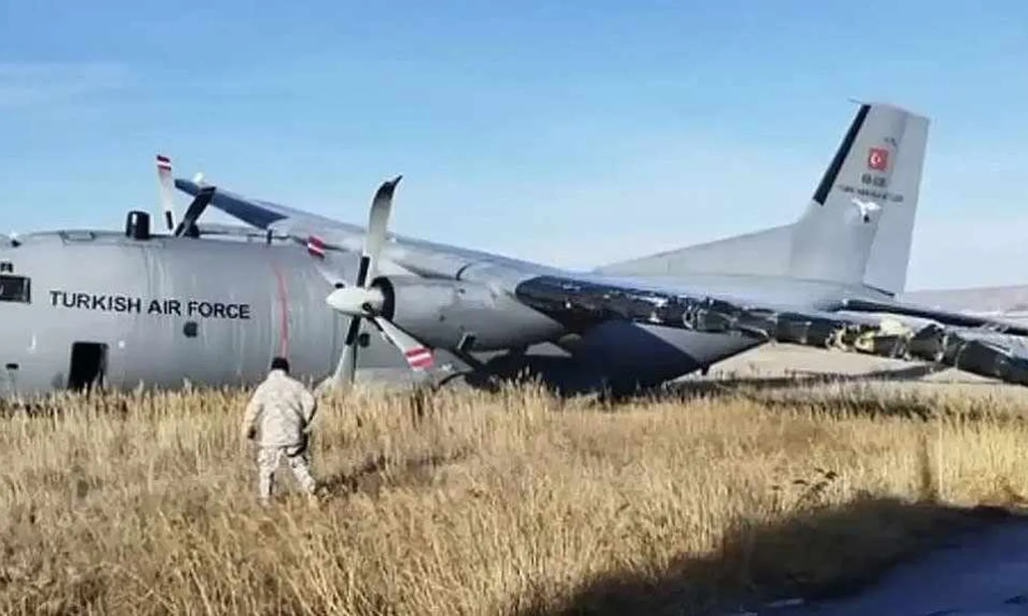 Image of damaged Turkish C-160 (Social media)