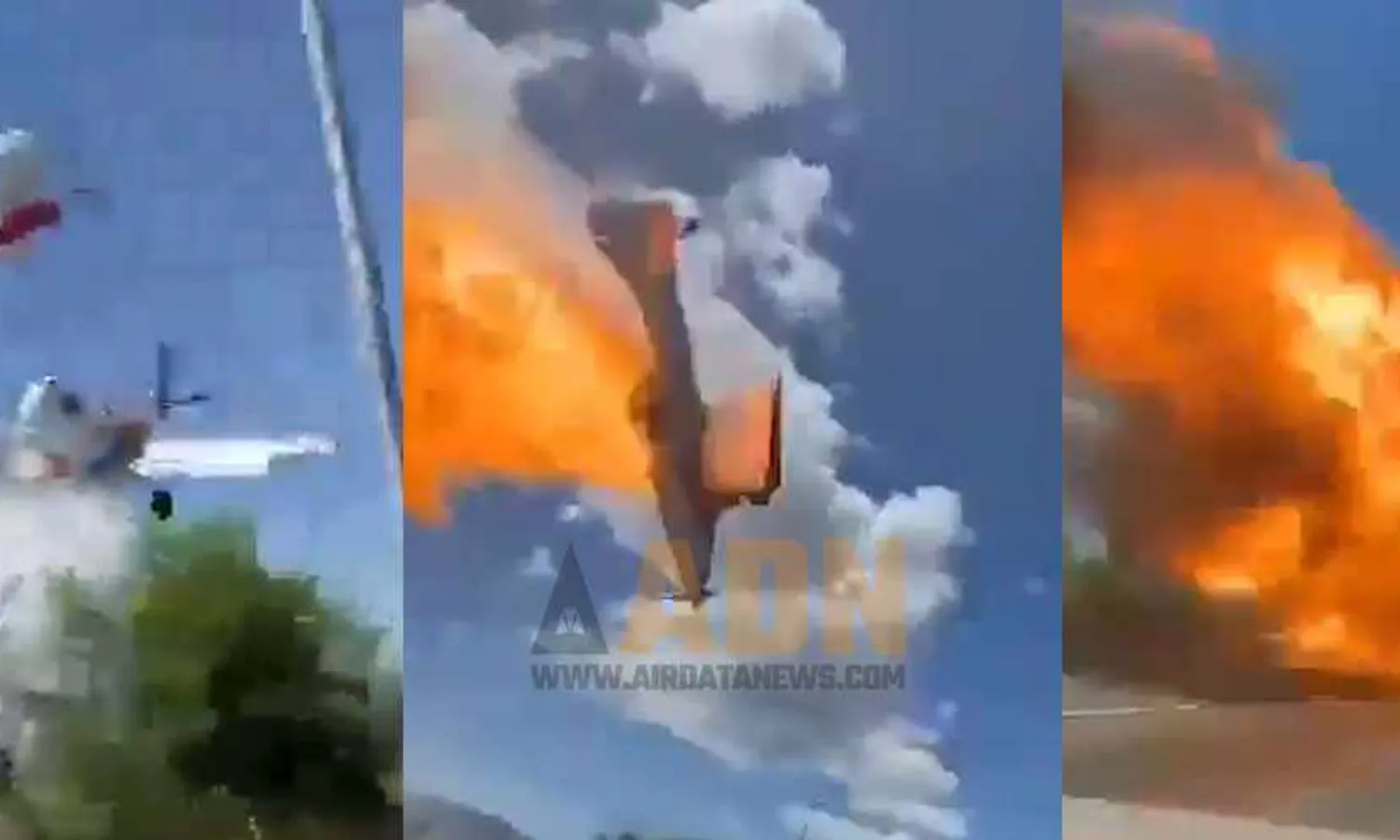 The 710P plane caught fire after hitting a pole with its right wing (Social media)