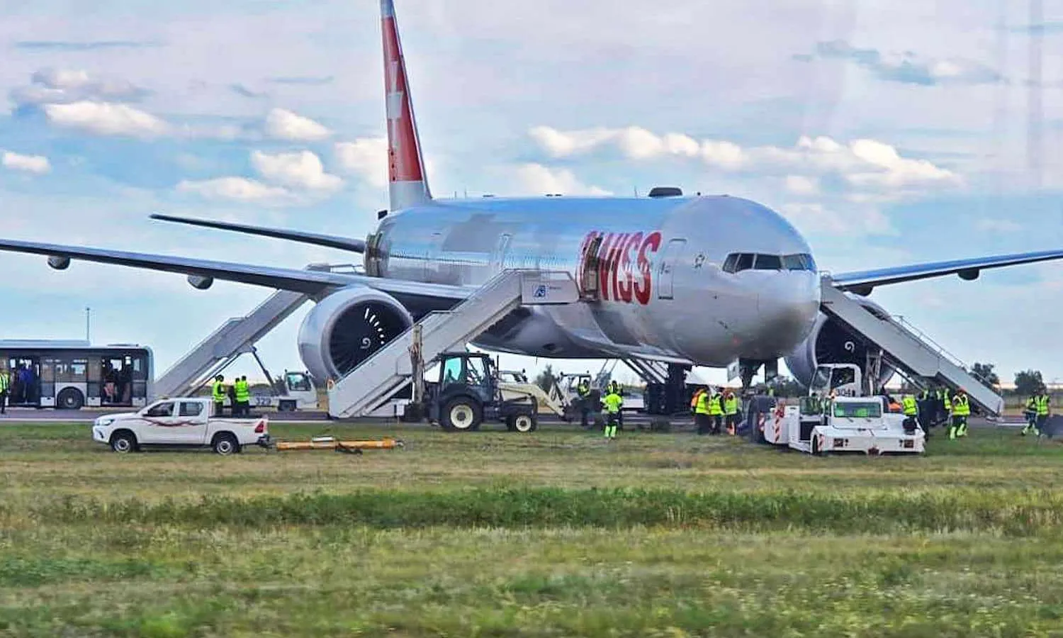 The Swiss Boeing 777-300ER diverted to Astana (Social media)