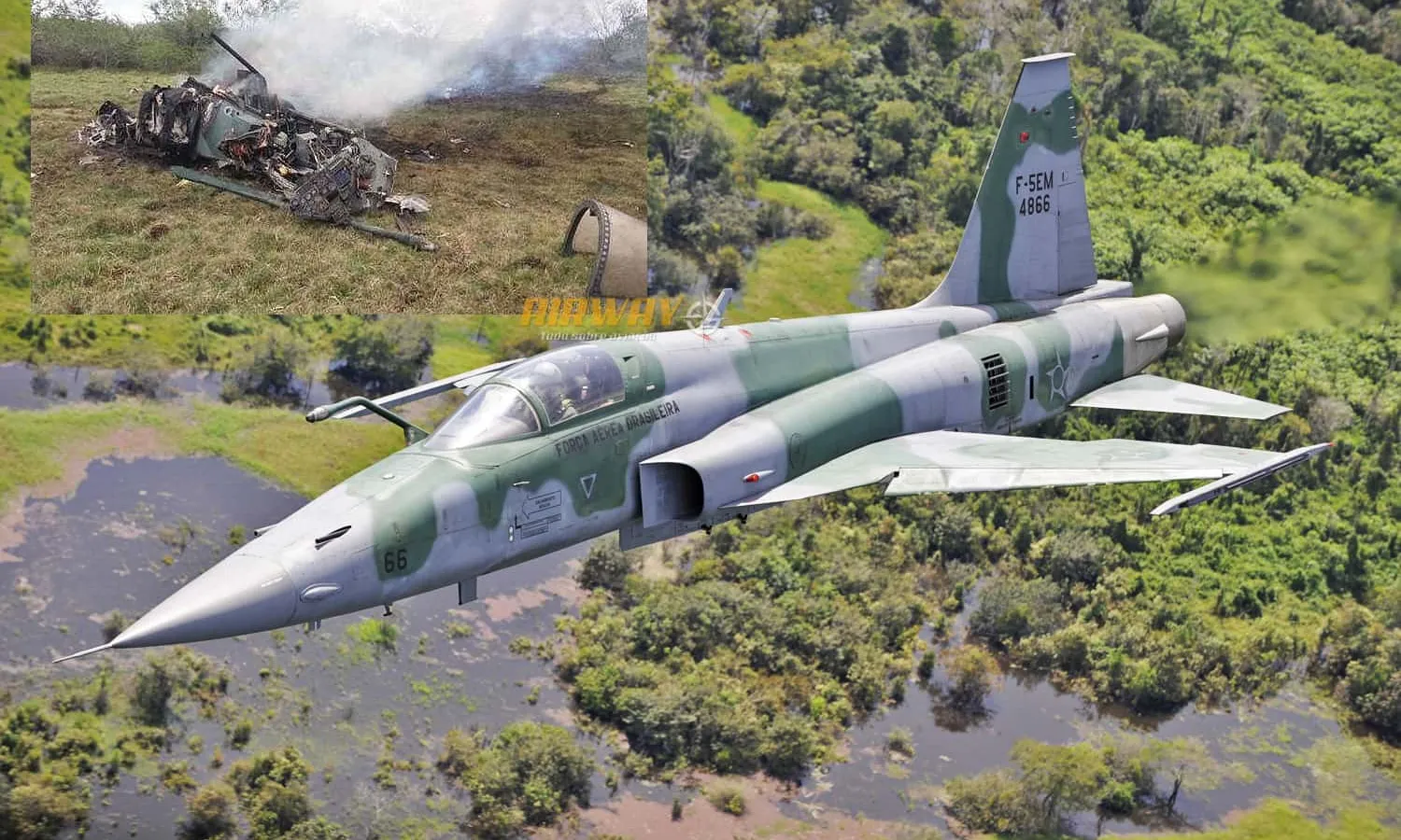 F-5 fighter with registration 4866 and the wreckage in detail (FAB)