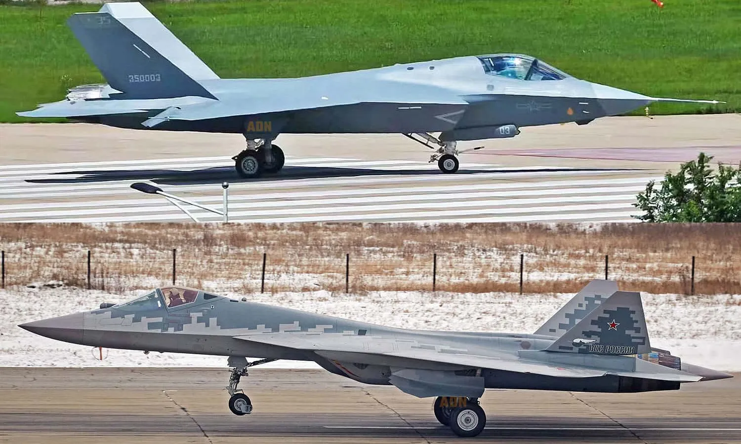 J-35 and Su-57 stealth fighters (Social media/UAC)