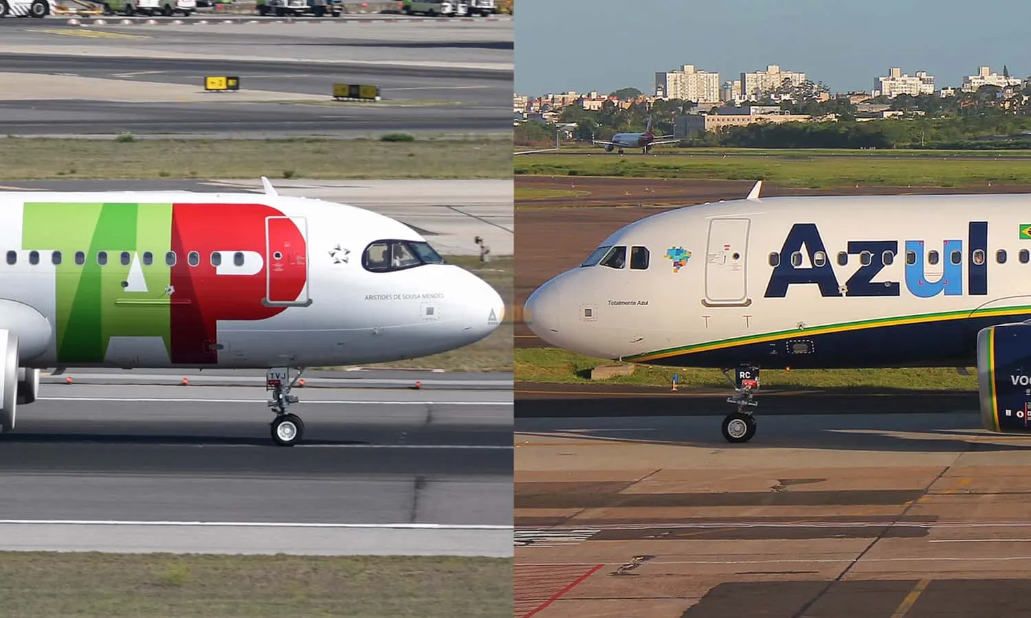 TAP and Azul A320 (Alan Wilson/Rafael Luiz Canossa)