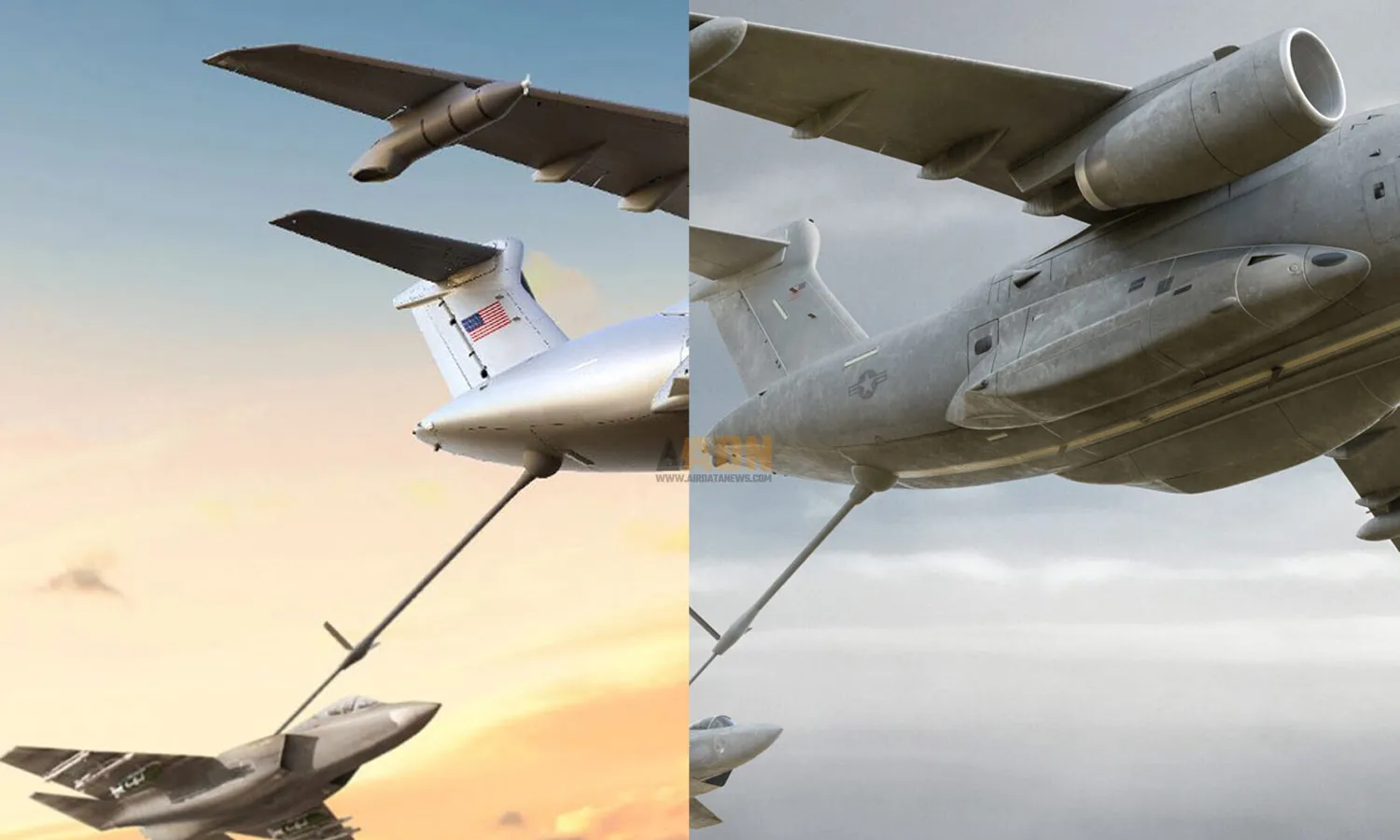Renderings of the KC-390 with the USAF standard rigid boom (Embraer)