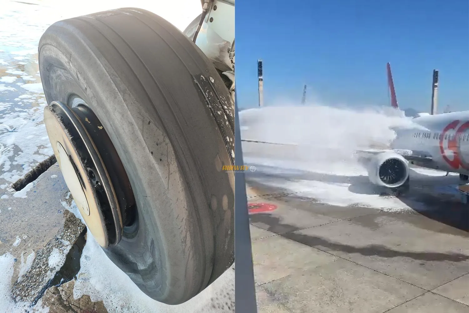 Gol's Boeing 737 MAX suffered a small fire in the landing gear on Saturday (Social media)